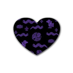 Aztecs Pattern Rubber Coaster (heart)  by ValentinaDesign