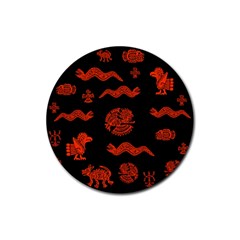Aztecs Pattern Rubber Round Coaster (4 Pack)  by ValentinaDesign