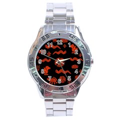 Aztecs Pattern Stainless Steel Analogue Watch