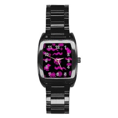 Aztecs Pattern Stainless Steel Barrel Watch