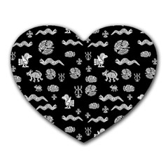 Aztecs Pattern Heart Mousepads