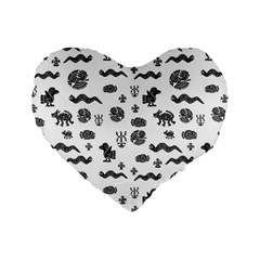 Aztecs Pattern Standard 16  Premium Heart Shape Cushions by ValentinaDesign