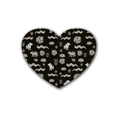 Aztecs Pattern Rubber Coaster (heart)  by ValentinaDesign