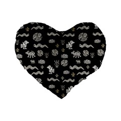 Aztecs Pattern Standard 16  Premium Flano Heart Shape Cushions by ValentinaDesign