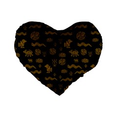 Aztecs Pattern Standard 16  Premium Heart Shape Cushions by ValentinaDesign
