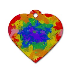 Colorful Paint Texture           Dog Tag Heart (one Side)