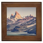 Fitz Roy And Poincenot Mountains Lake View   Patagonia Framed Tiles Front