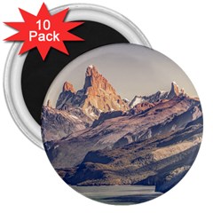 Fitz Roy And Poincenot Mountains Lake View   Patagonia 3  Magnets (10 Pack)  by dflcprints