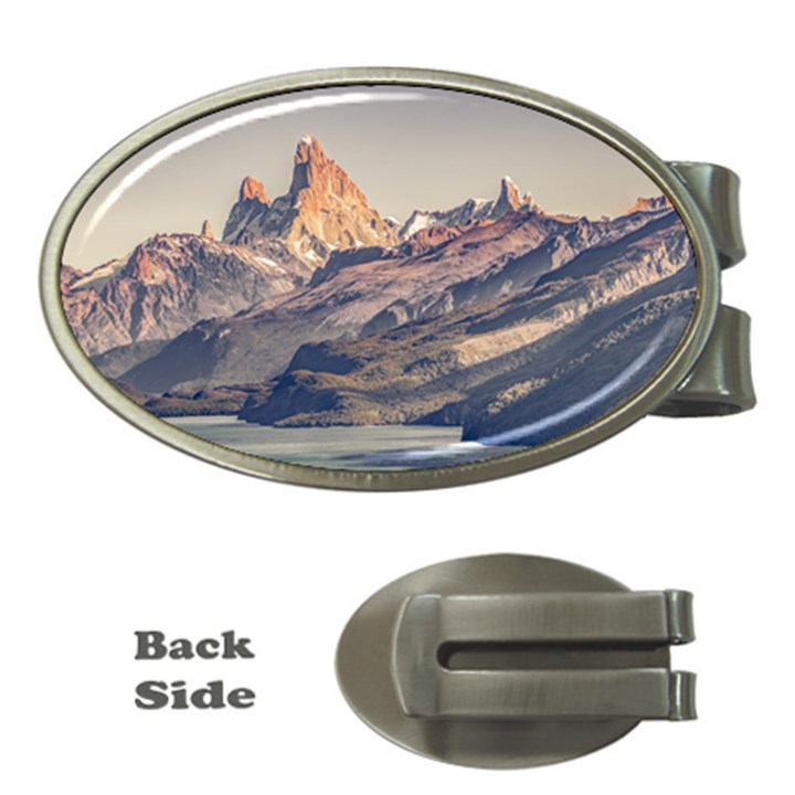 Fitz Roy And Poincenot Mountains Lake View   Patagonia Money Clips (Oval) 