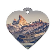 Fitz Roy And Poincenot Mountains Lake View   Patagonia Dog Tag Heart (two Sides) by dflcprints