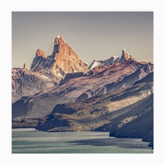 Fitz Roy And Poincenot Mountains Lake View   Patagonia Medium Glasses Cloth by dflcprints