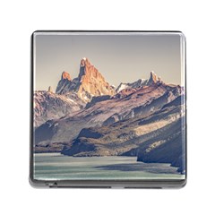 Fitz Roy And Poincenot Mountains Lake View   Patagonia Memory Card Reader (square) by dflcprints