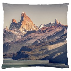 Fitz Roy And Poincenot Mountains Lake View   Patagonia Large Cushion Case (one Side) by dflcprints