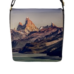 Fitz Roy And Poincenot Mountains Lake View   Patagonia Flap Messenger Bag (l)  by dflcprints