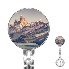 Fitz Roy And Poincenot Mountains Lake View   Patagonia Stainless Steel Nurses Watch by dflcprints