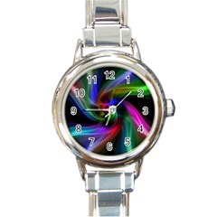 Abstract Art Color Design Lines Round Italian Charm Watch by Nexatart