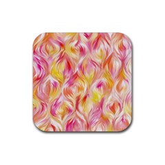 Pretty Painted Pattern Pastel Rubber Coaster (square)  by Nexatart