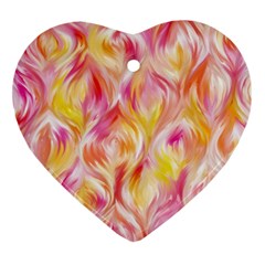 Pretty Painted Pattern Pastel Heart Ornament (two Sides) by Nexatart