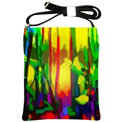 Abstract Vibrant Colour Botany Shoulder Sling Bags by Nexatart