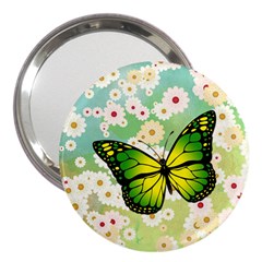 Green Butterfly 3  Handbag Mirrors by linceazul