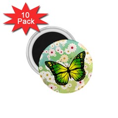 Green Butterfly 1 75  Magnets (10 Pack)  by linceazul
