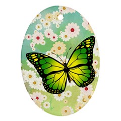Green Butterfly Oval Ornament (two Sides) by linceazul