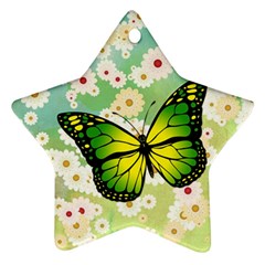 Green Butterfly Star Ornament (two Sides) by linceazul