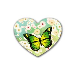 Green Butterfly Heart Coaster (4 Pack)  by linceazul