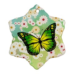 Green Butterfly Snowflake Ornament (two Sides) by linceazul