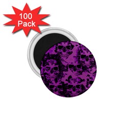 Cloudy Skulls Black Purple 1.75  Magnets (100 pack) 