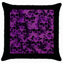 Cloudy Skulls Black Purple Throw Pillow Case (Black)