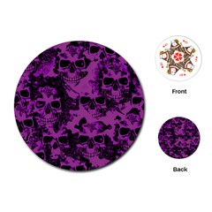 Cloudy Skulls Black Purple Playing Cards (Round) 