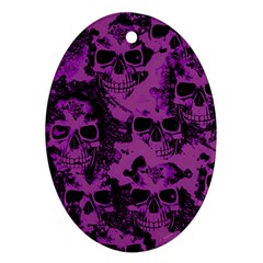 Cloudy Skulls Black Purple Oval Ornament (Two Sides)