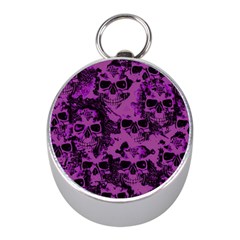 Cloudy Skulls Black Purple Mini Silver Compasses