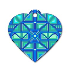 Grid Geometric Pattern Colorful Dog Tag Heart (one Side)