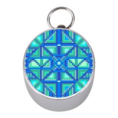 Grid Geometric Pattern Colorful Mini Silver Compasses