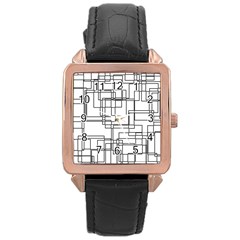 Structure Pattern Network Rose Gold Leather Watch  by Nexatart