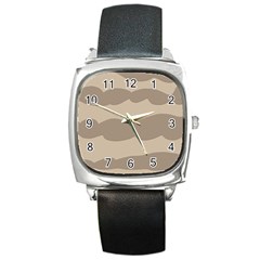 Pattern Wave Beige Brown Square Metal Watch