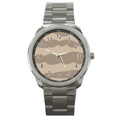 Pattern Wave Beige Brown Sport Metal Watch by Nexatart