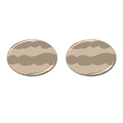 Pattern Wave Beige Brown Cufflinks (oval) by Nexatart