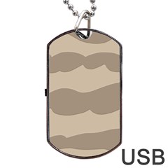 Pattern Wave Beige Brown Dog Tag Usb Flash (one Side) by Nexatart