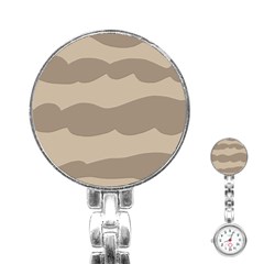 Pattern Wave Beige Brown Stainless Steel Nurses Watch by Nexatart