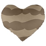 Pattern Wave Beige Brown Large 19  Premium Flano Heart Shape Cushions Back