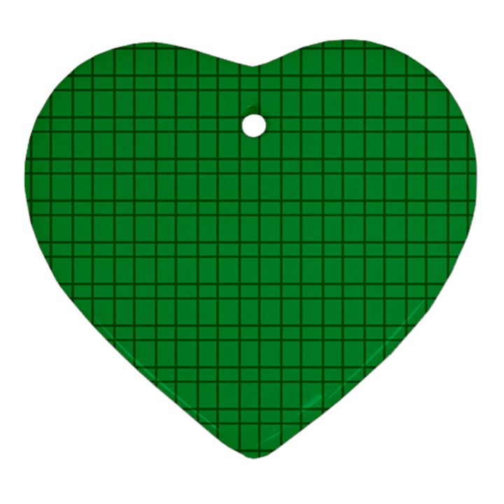 Pattern Green Background Lines Heart Ornament (Two Sides)