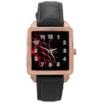 Pattern Design Abstract Background Rose Gold Leather Watch  Front