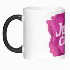 Just Cute Text Over Pink Rose Morph Mugs by dflcprints