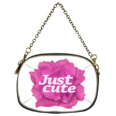 Just Cute Text Over Pink Rose Chain Purses (two Sides)  by dflcprints