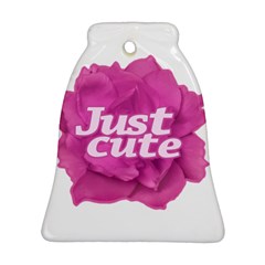 Just Cute Text Over Pink Rose Ornament (bell) by dflcprints