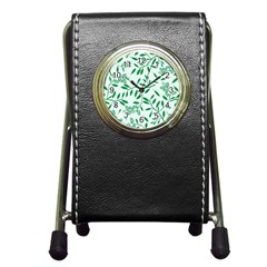 Leaves Foliage Green Wallpaper Pen Holder Desk Clocks