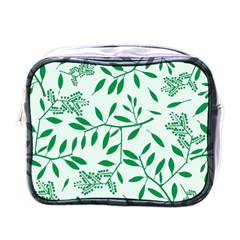 Leaves Foliage Green Wallpaper Mini Toiletries Bags by Nexatart